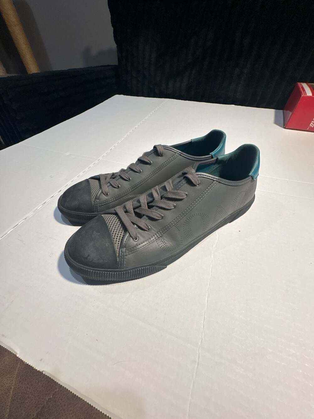 Coach C101 Low Top Sneakers Gray Teal Size 10.5